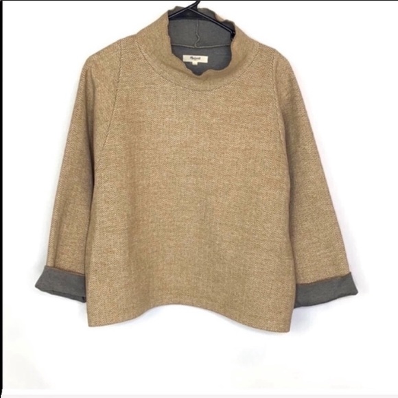 Madewell Herringbone Mock Neck Sweater Size S - Picture 5 of 10